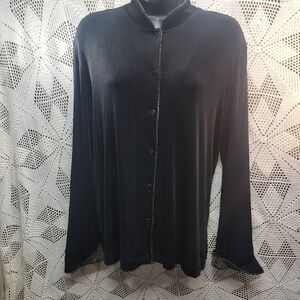 Chico's Travelers Size 2 black mandarin collar shirt jacket